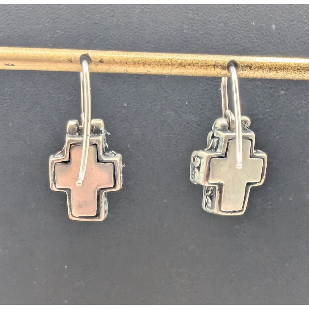 Silpada Retired 925 Sterling Silver Cross Filigree Dangle Earrings - Picture 2 of 5